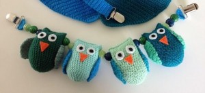 Hæklet barnevognskæde med ugler
